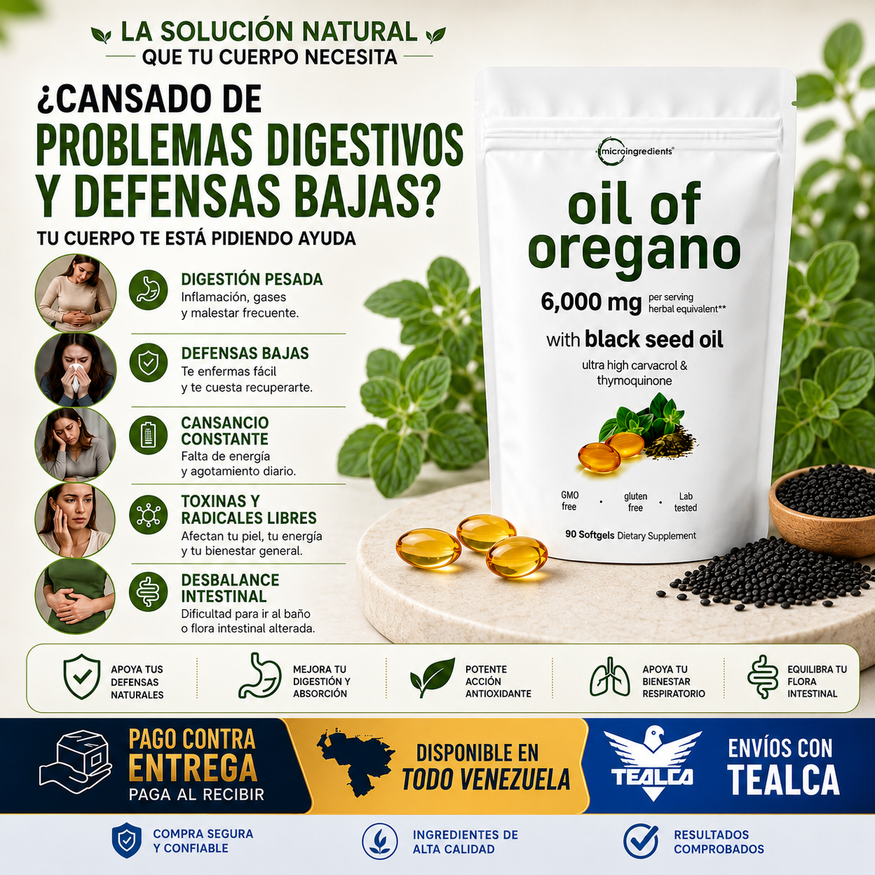 Aceite de Orégano 90 Cápsulas Blandas