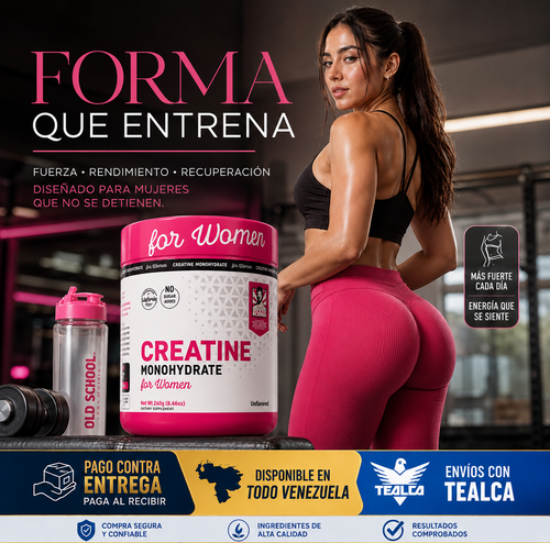 Creatina Monohidratada para Mujeres Old School Labs (240g) – Con Colágeno y BCAA