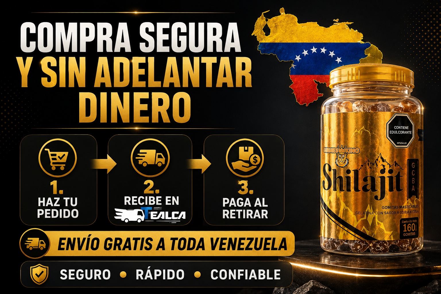 Compra segura de Shilajit con envío gratis por Tealca y pago al retirar