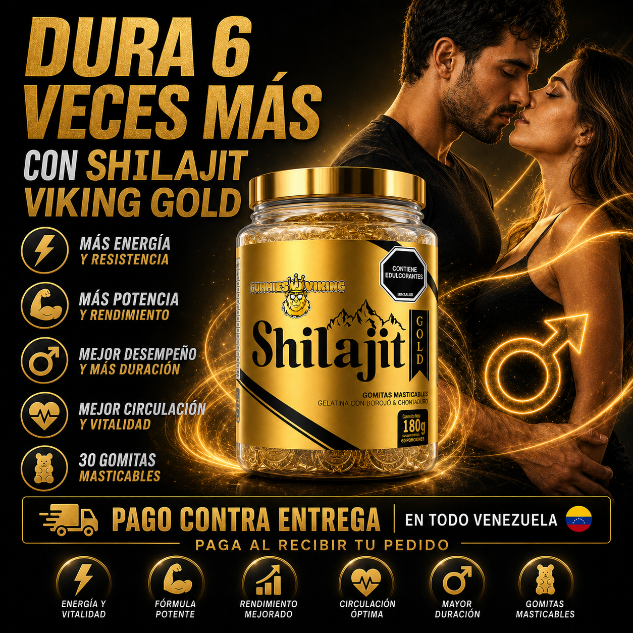 Shilajit Gold – 60 Gomitas Edición Limitada